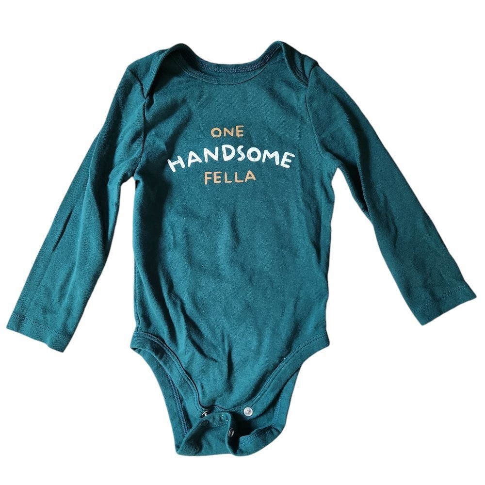 Jumping Beans Baby Bean Boys Green Handsome Long Sleeve Bodysuit Size 18 months